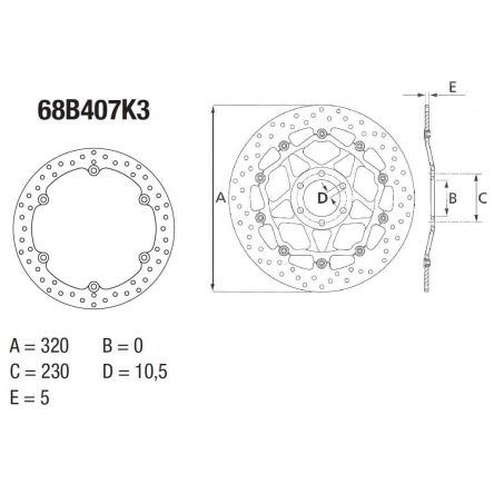 Disque de frein Brembo ORO 68B407K3