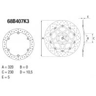 Disque de frein Brembo ORO 68B407K3