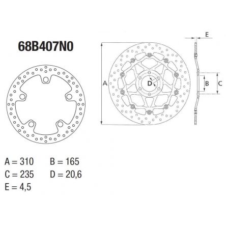 Disque de frein Brembo ORO 68B407N0